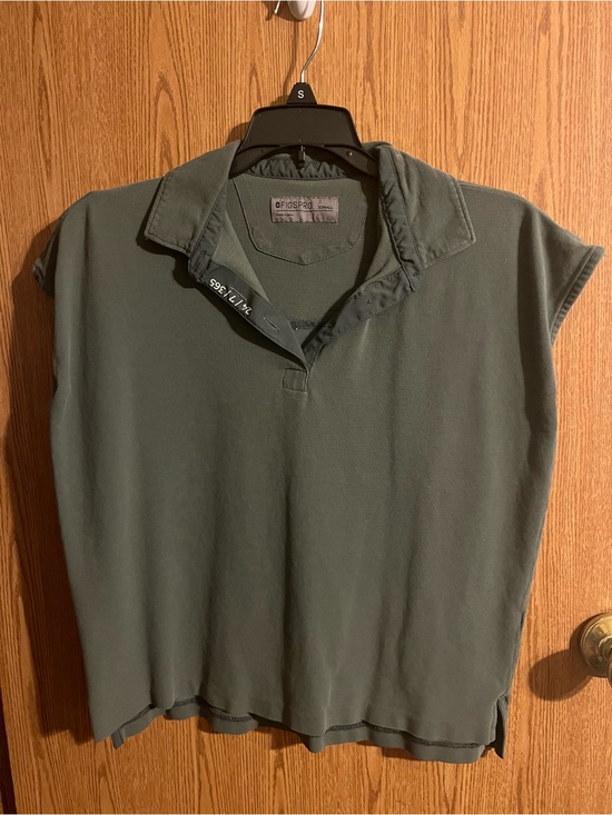 Figs Tops - Figs Olive Green Sleeveless Polo Top